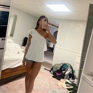 Lily Pulitzer White One Shoulder Blouse Top